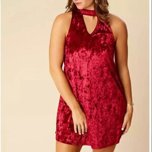Altar’d State Burgundy Crushed Velvet Dress - Size Large - Like New Condition